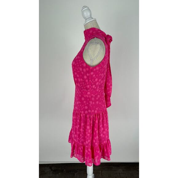 Eliza J Womens Pink Polka Dot Sleeveless Mini Dress Tiered Side Zip Size 6 - Picture 3 of 12